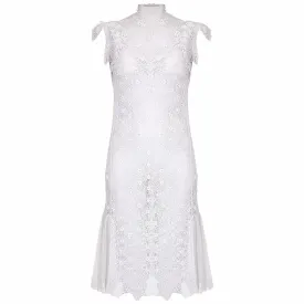 1920s White Handmade Irish Crochet Lace Bridal Dress