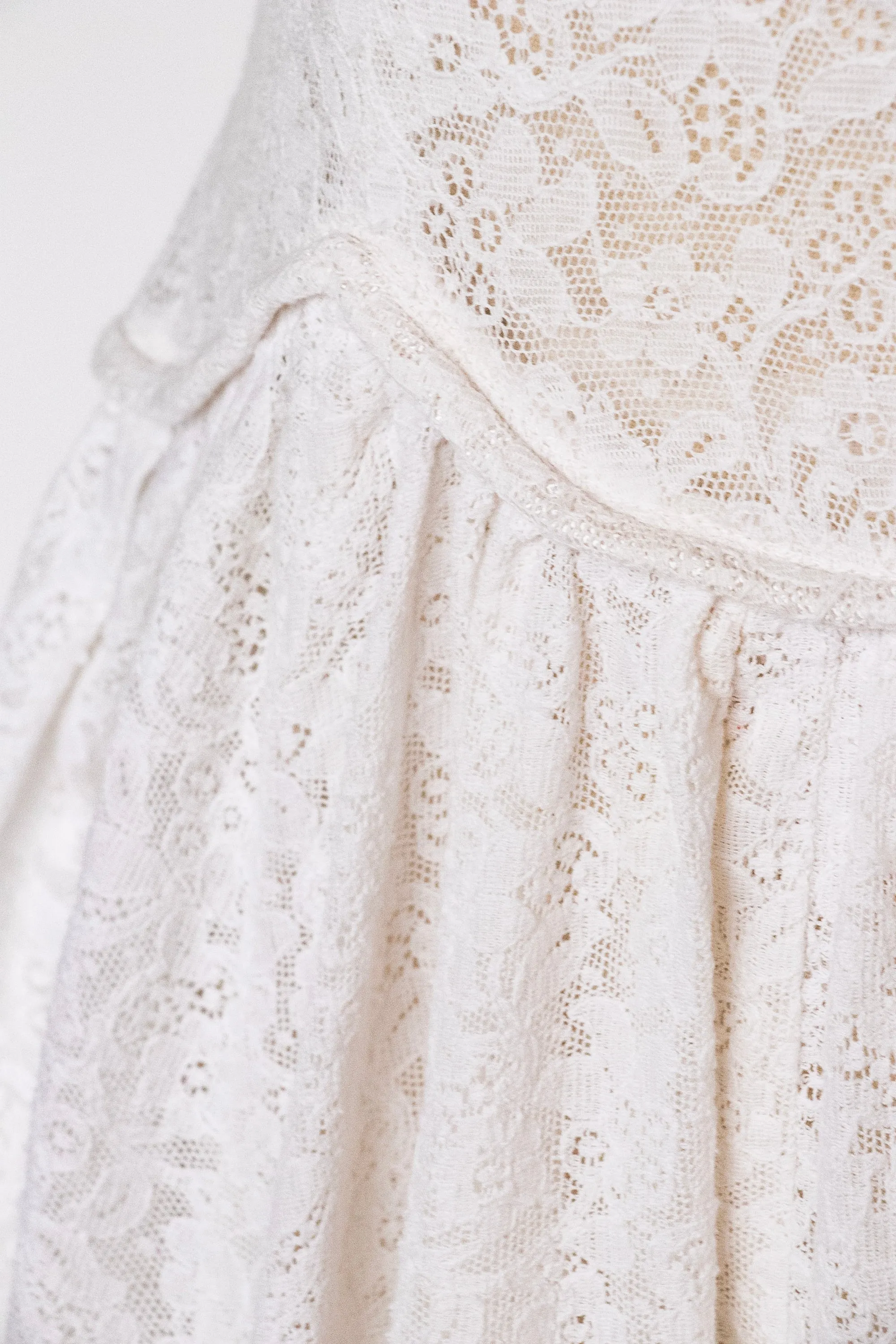 1940s Dress Lace Full Skirt Sheer XS