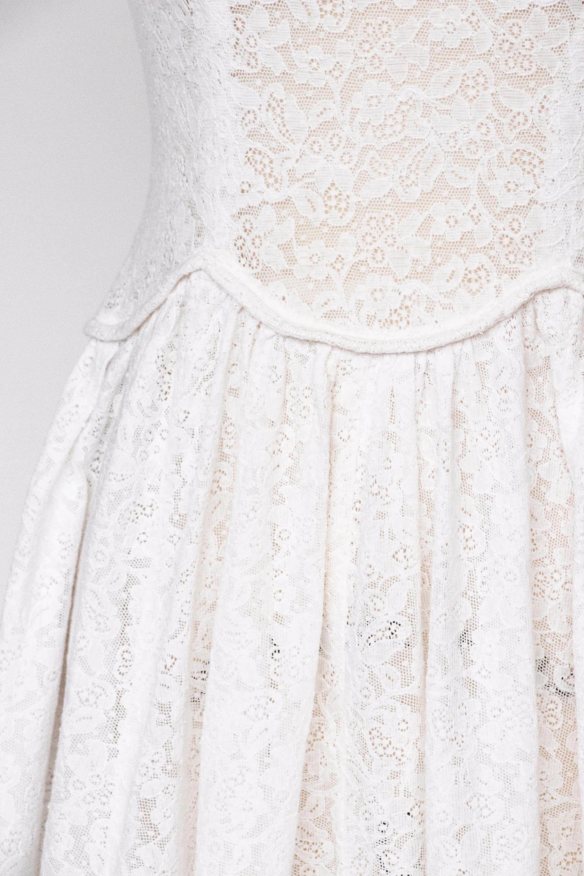 1940s Dress Lace Full Skirt Sheer XS