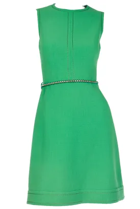 1960s Couture Veronese 414 Saint Honore Paris Vintage Green Dress