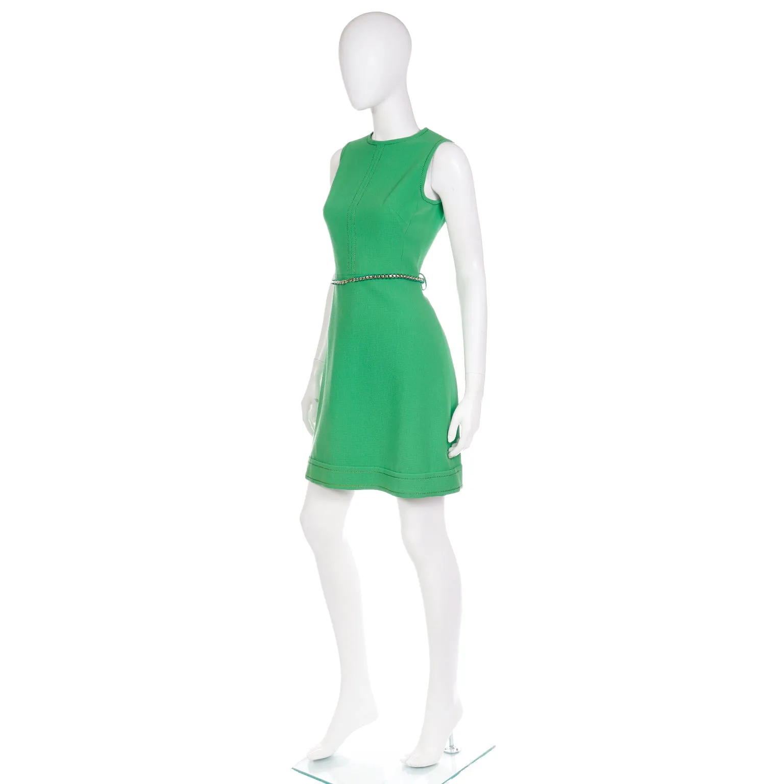 1960s Couture Veronese 414 Saint Honore Paris Vintage Green Dress