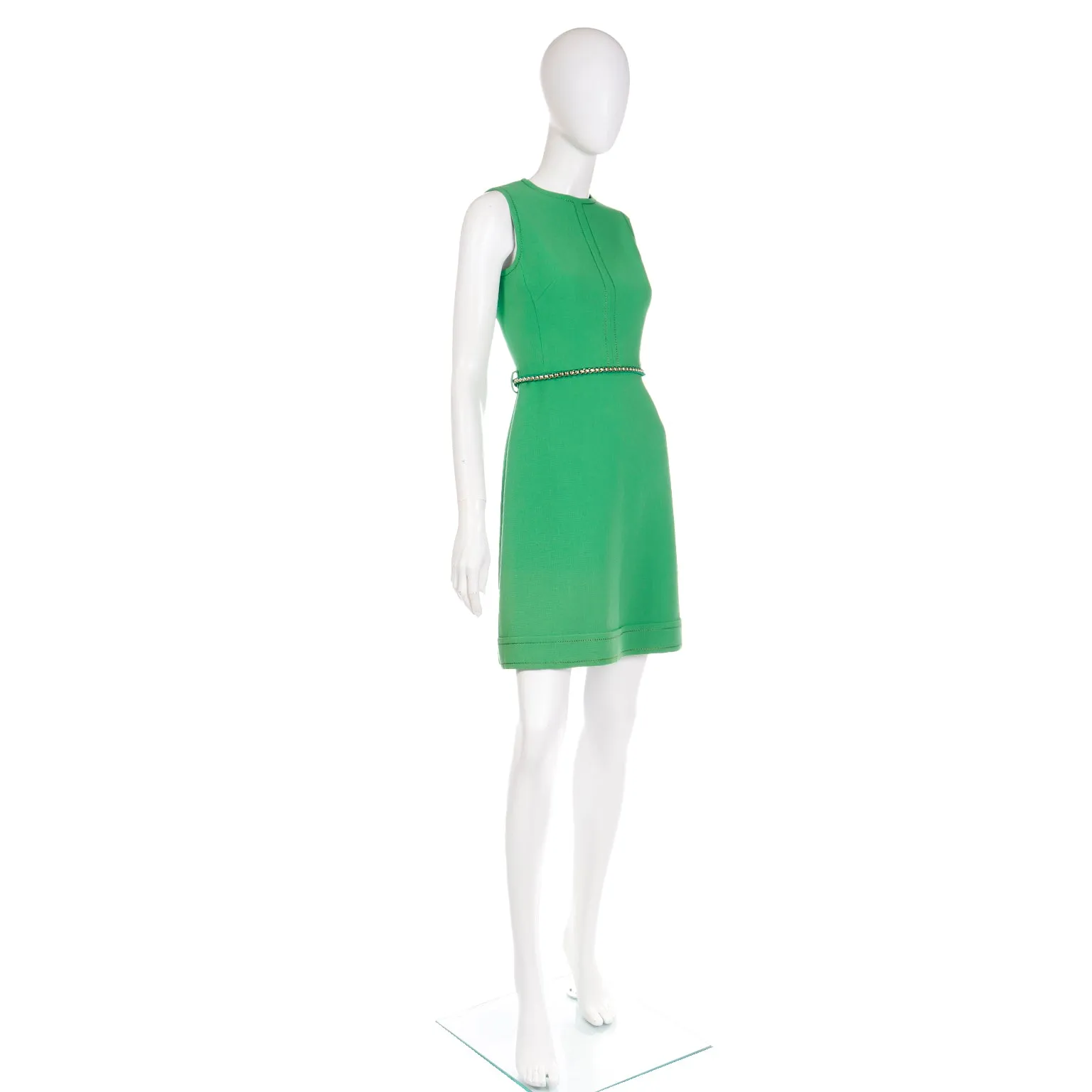 1960s Couture Veronese 414 Saint Honore Paris Vintage Green Dress