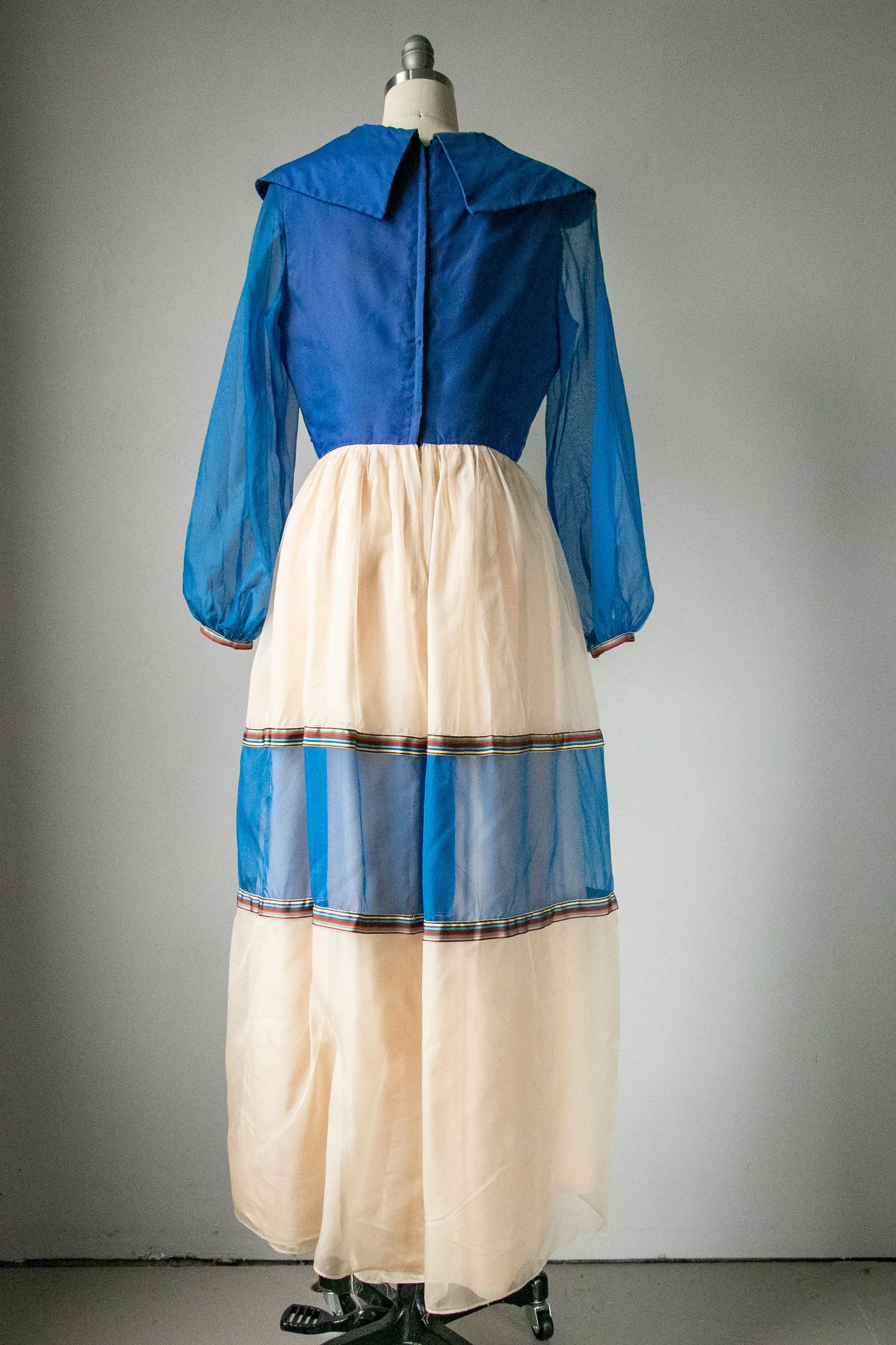 1960s Dress Silk Chiffon Maxi Gown M