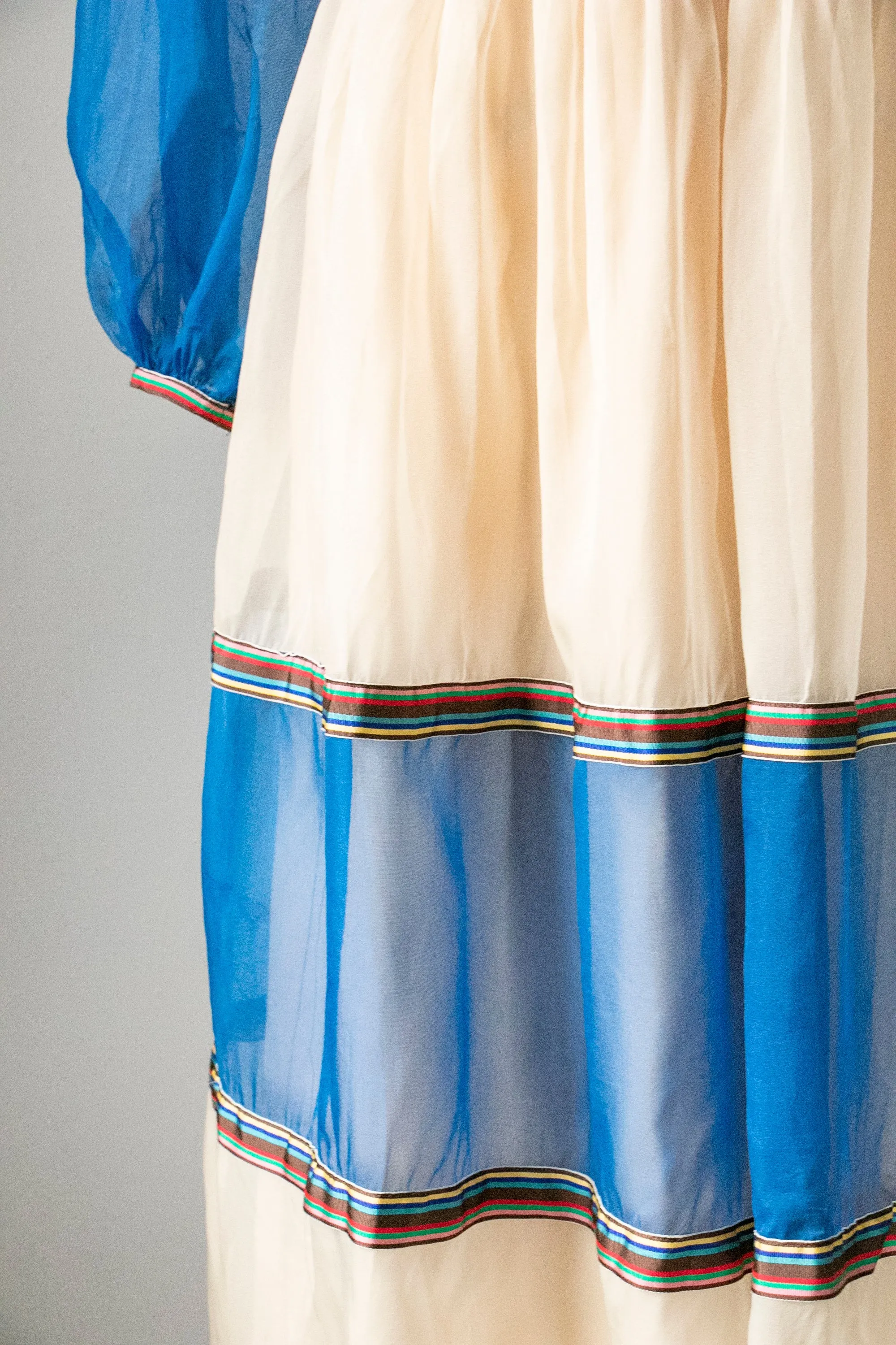 1960s Dress Silk Chiffon Maxi Gown M