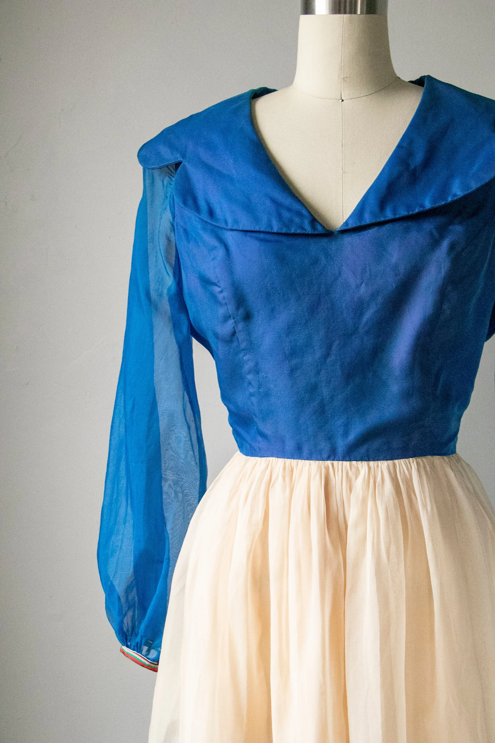 1960s Dress Silk Chiffon Maxi Gown M