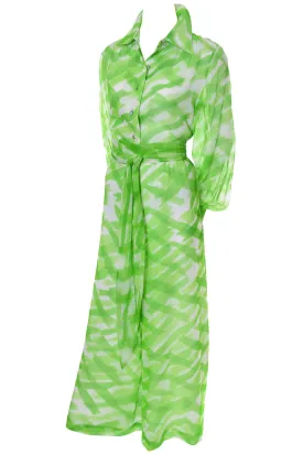 1960s Fred Perlberg Originals Vintage Palazzo Pants Outfit As New Green Silk Chiffon