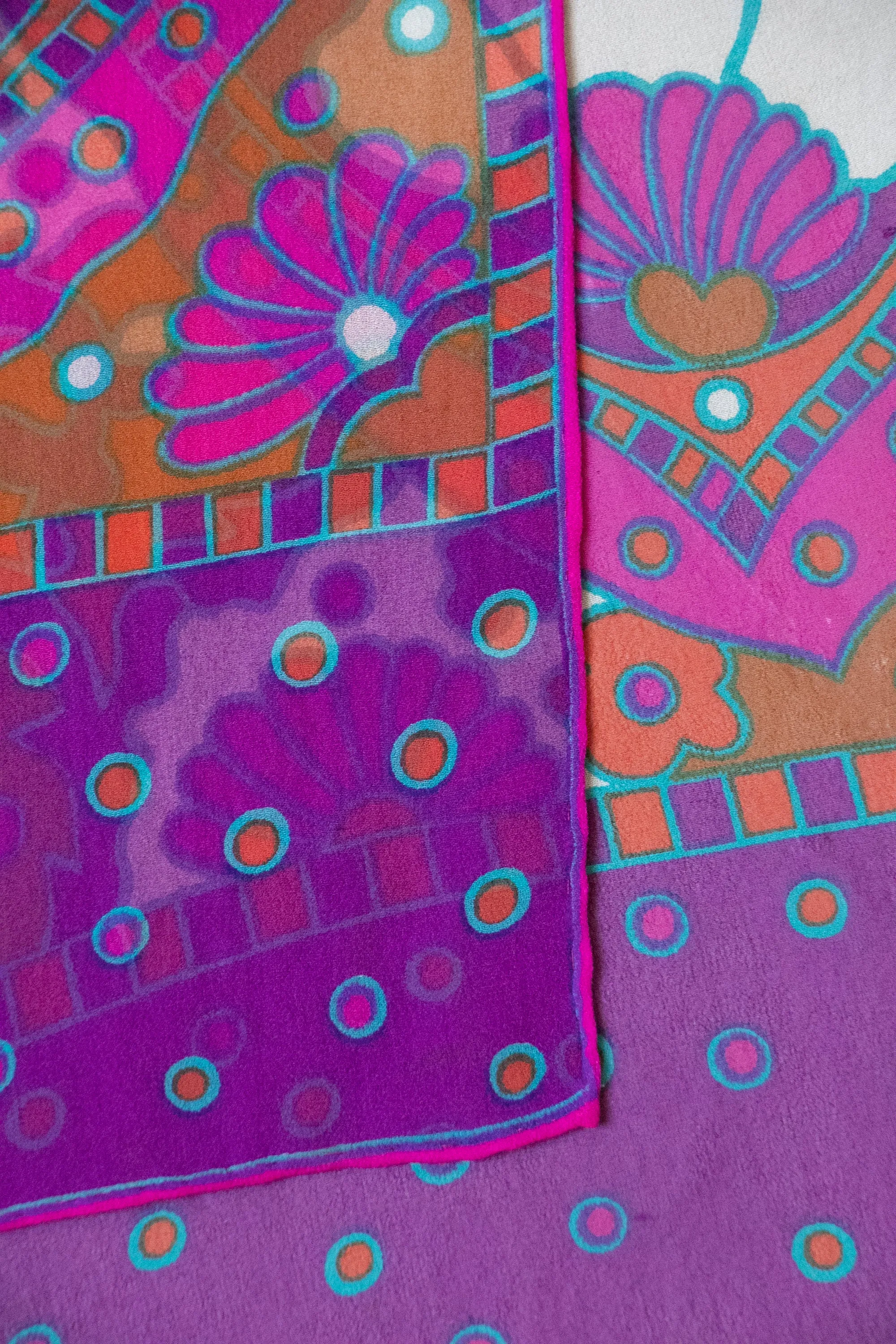 1970s Silk Chiffon Sheer Scarf Burmel Deadstock