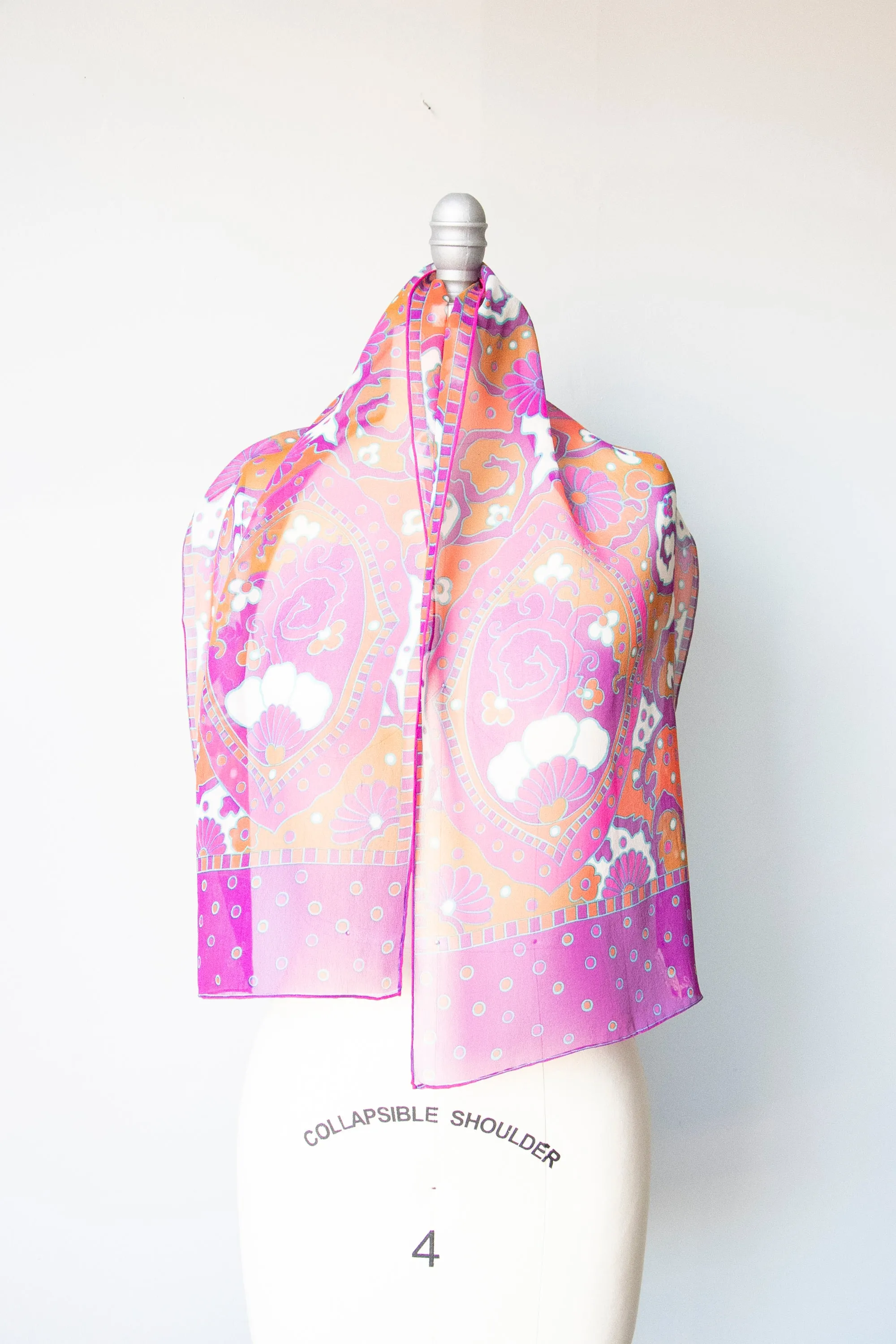 1970s Silk Chiffon Sheer Scarf Burmel Deadstock