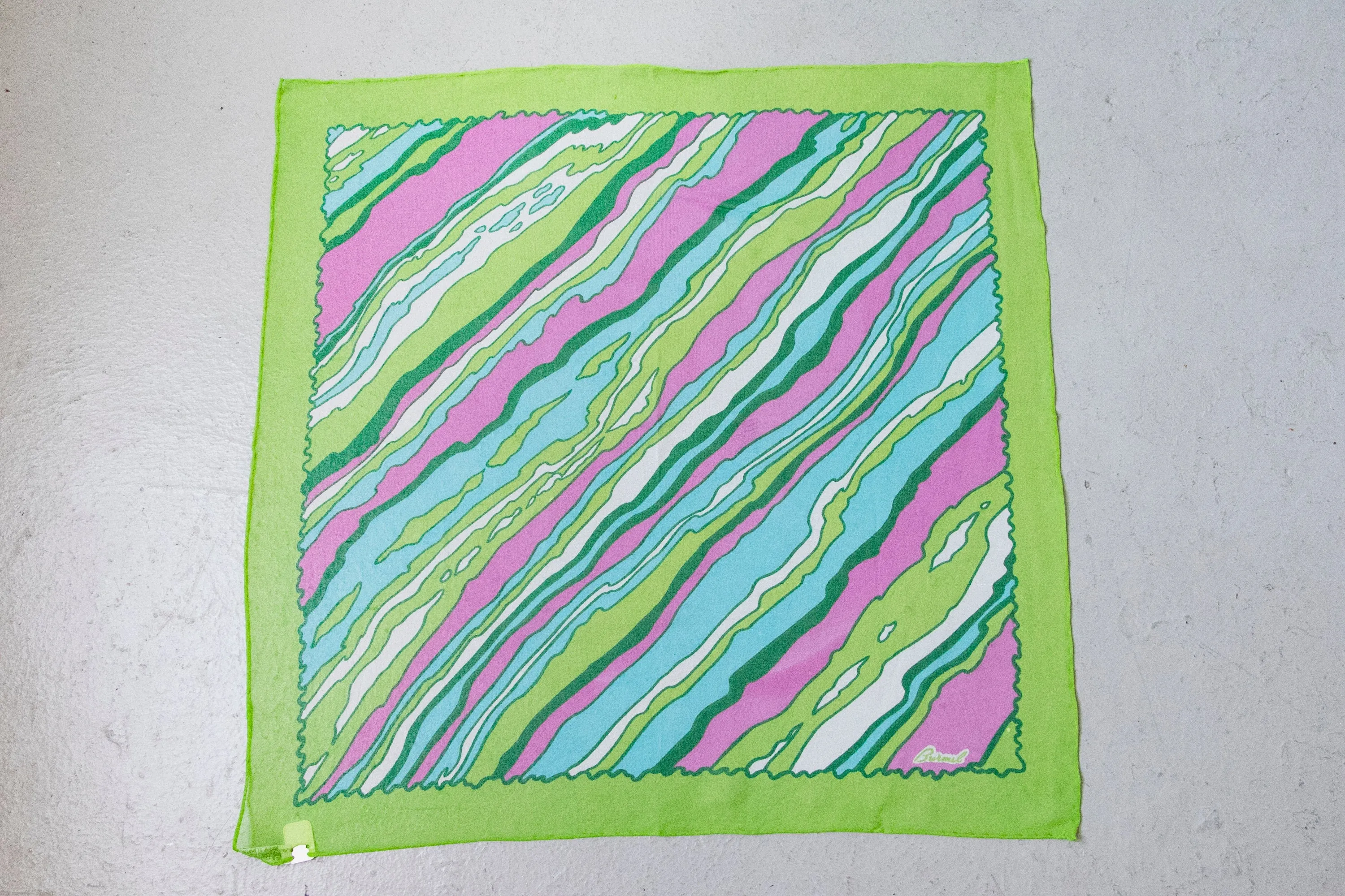 1970s Silk Chiffon Sheer Scarf Burmel Deadstock