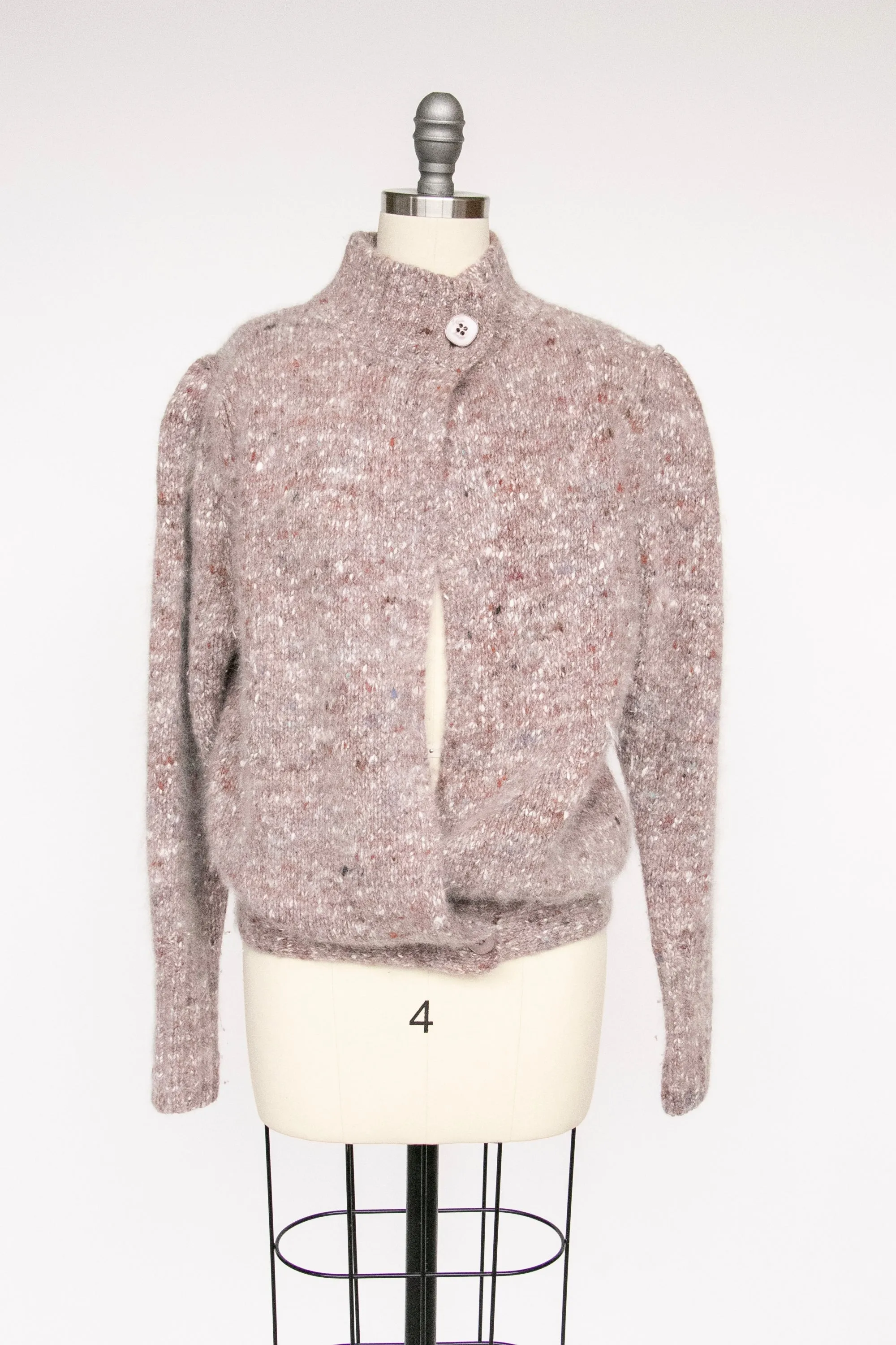 1980s Cardigan Sweater Wool Wool Fleck M