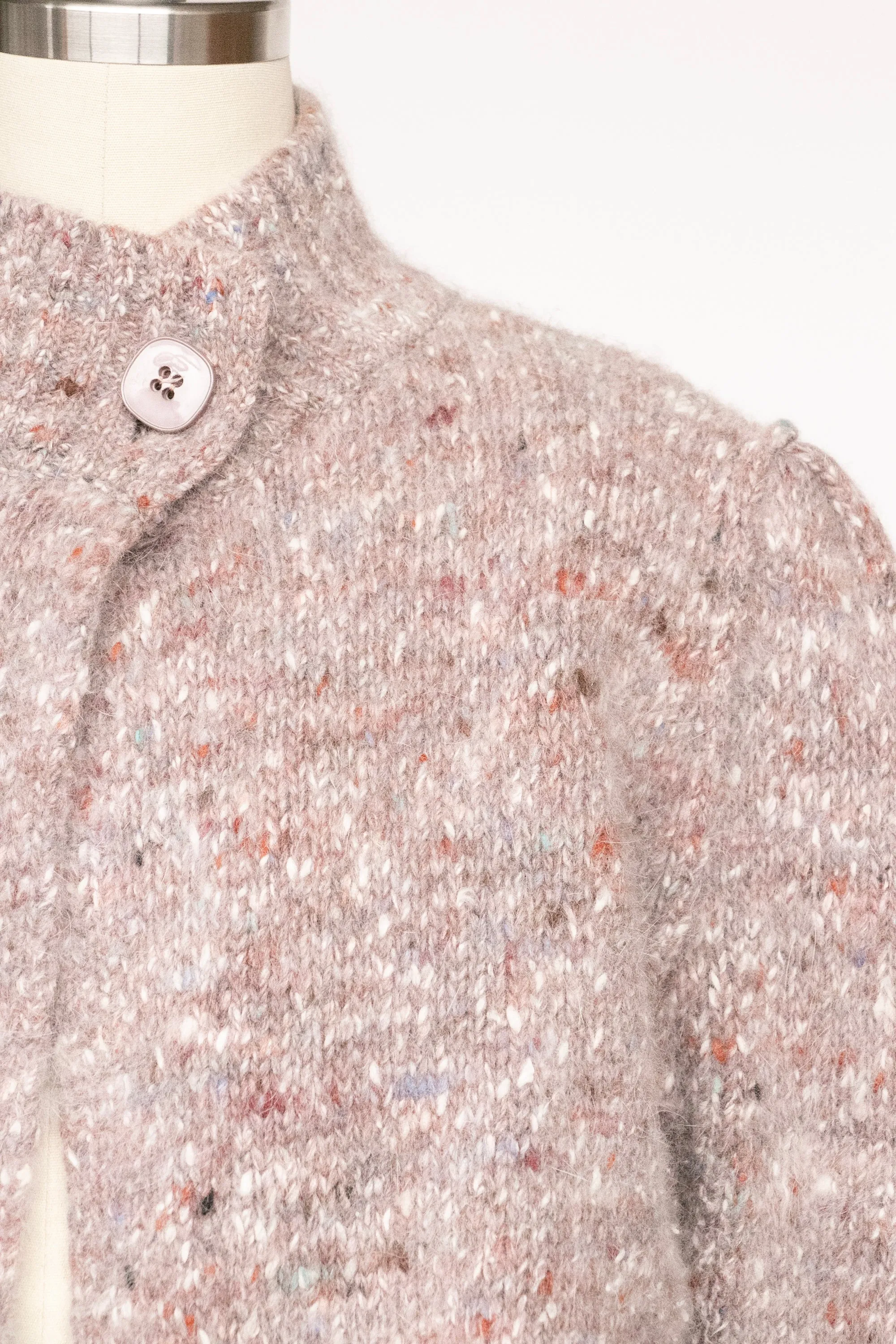 1980s Cardigan Sweater Wool Wool Fleck M
