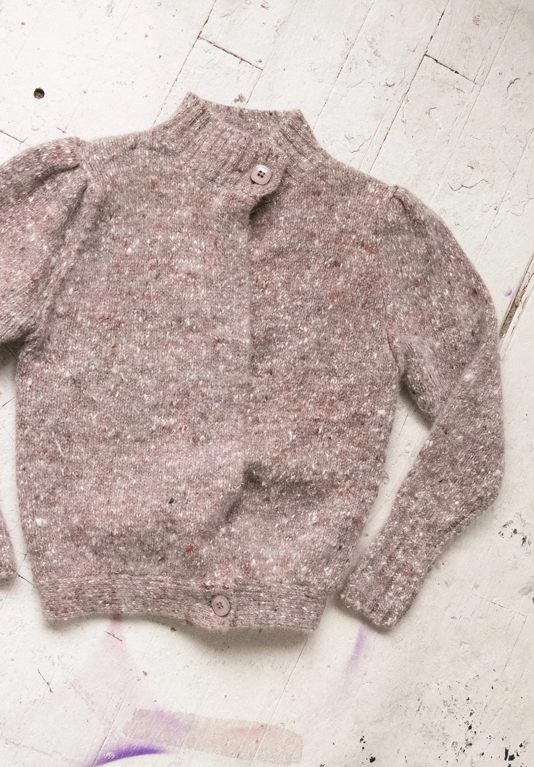 1980s Cardigan Sweater Wool Wool Fleck M