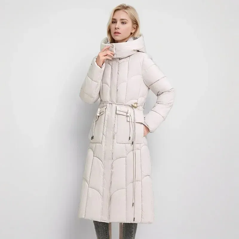 2024 neue Winter Frauen lange Parkas Taschen dicke warme Kapuze Daunen Baumwoll mantel weibliche lose Puffer Jacken wind dichten Schnee mantel