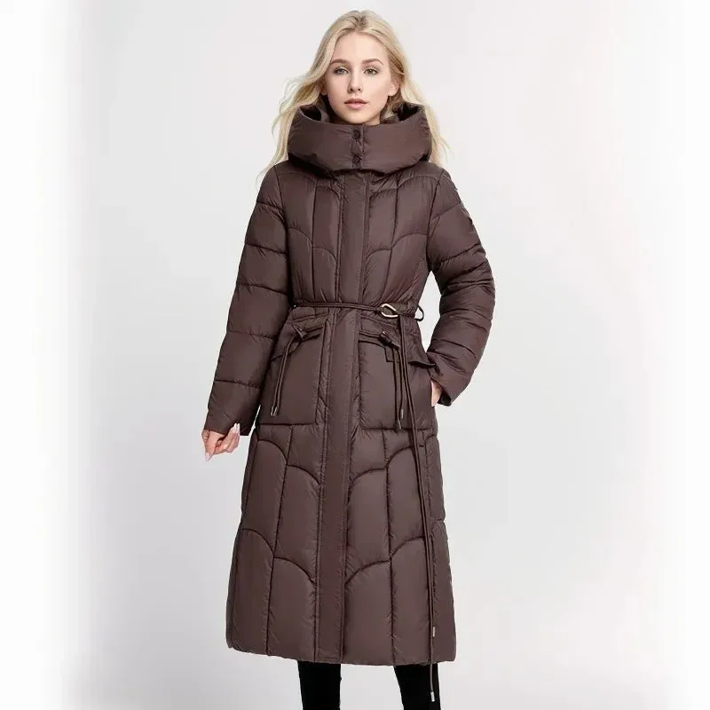 2024 neue Winter Frauen lange Parkas Taschen dicke warme Kapuze Daunen Baumwoll mantel weibliche lose Puffer Jacken wind dichten Schnee mantel