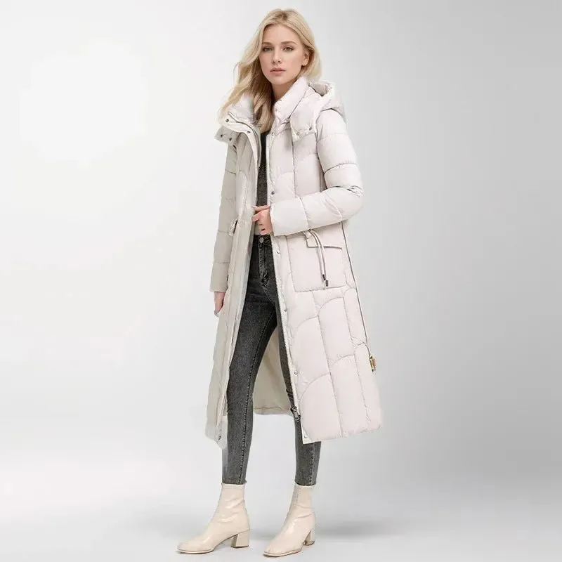 2024 neue Winter Frauen lange Parkas Taschen dicke warme Kapuze Daunen Baumwoll mantel weibliche lose Puffer Jacken wind dichten Schnee mantel