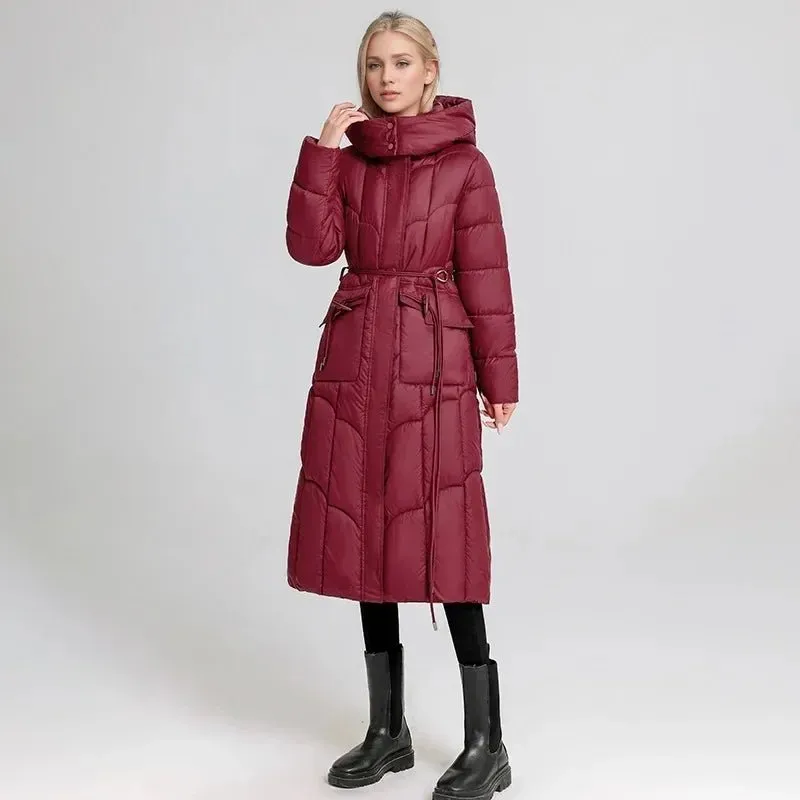 2024 neue Winter Frauen lange Parkas Taschen dicke warme Kapuze Daunen Baumwoll mantel weibliche lose Puffer Jacken wind dichten Schnee mantel