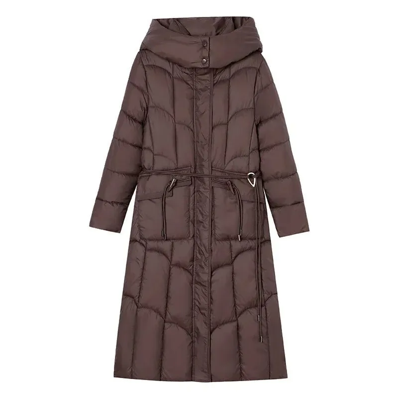 2024 neue Winter Frauen lange Parkas Taschen dicke warme Kapuze Daunen Baumwoll mantel weibliche lose Puffer Jacken wind dichten Schnee mantel