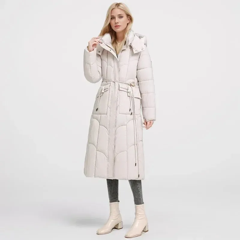 2024 neue Winter Frauen lange Parkas Taschen dicke warme Kapuze Daunen Baumwoll mantel weibliche lose Puffer Jacken wind dichten Schnee mantel
