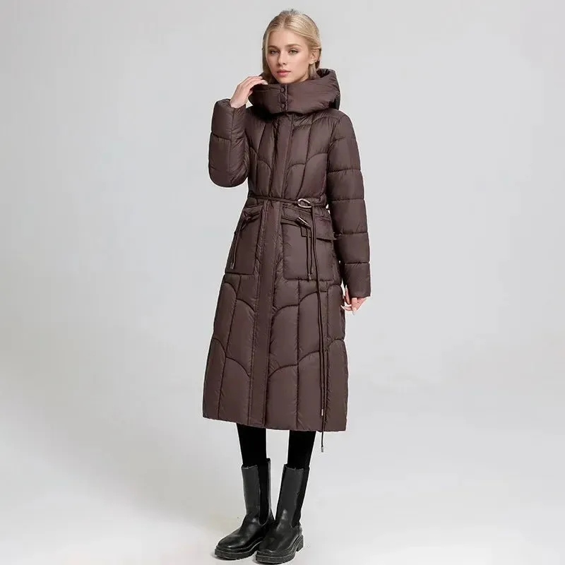 2024 neue Winter Frauen lange Parkas Taschen dicke warme Kapuze Daunen Baumwoll mantel weibliche lose Puffer Jacken wind dichten Schnee mantel