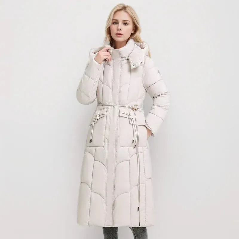 2024 neue Winter Frauen lange Parkas Taschen dicke warme Kapuze Daunen Baumwoll mantel weibliche lose Puffer Jacken wind dichten Schnee mantel