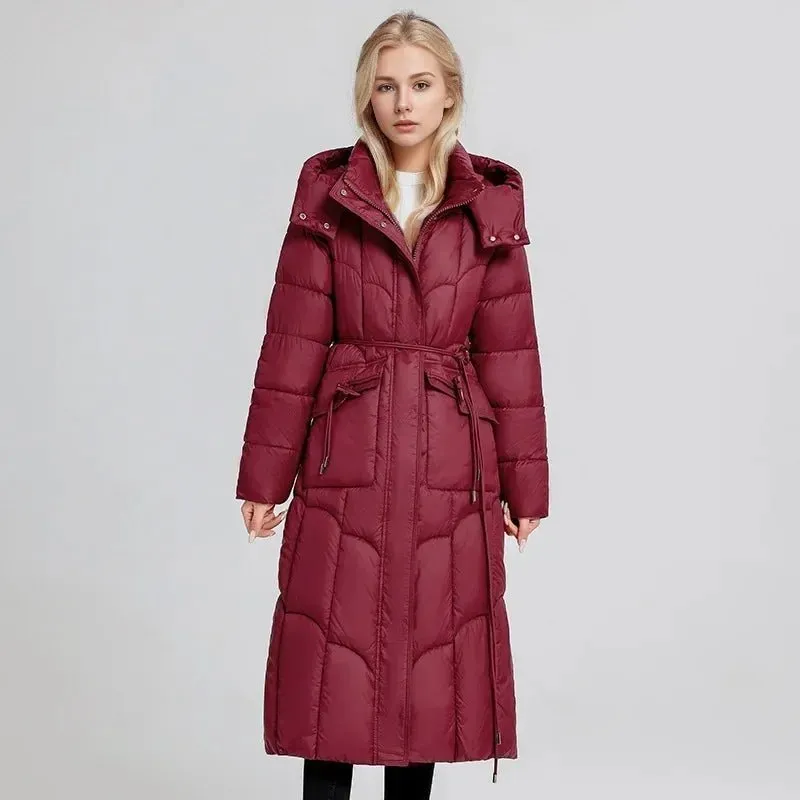 2024 neue Winter Frauen lange Parkas Taschen dicke warme Kapuze Daunen Baumwoll mantel weibliche lose Puffer Jacken wind dichten Schnee mantel