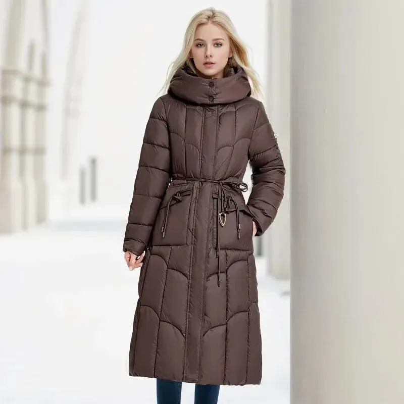 2024 neue Winter Frauen lange Parkas Taschen dicke warme Kapuze Daunen Baumwoll mantel weibliche lose Puffer Jacken wind dichten Schnee mantel