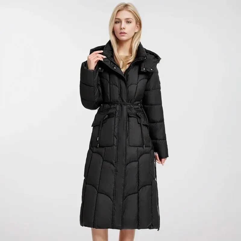 2024 neue Winter Frauen lange Parkas Taschen dicke warme Kapuze Daunen Baumwoll mantel weibliche lose Puffer Jacken wind dichten Schnee mantel