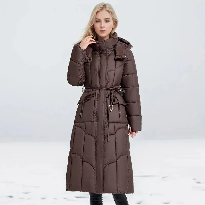 2024 neue Winter Frauen lange Parkas Taschen dicke warme Kapuze Daunen Baumwoll mantel weibliche lose Puffer Jacken wind dichten Schnee mantel