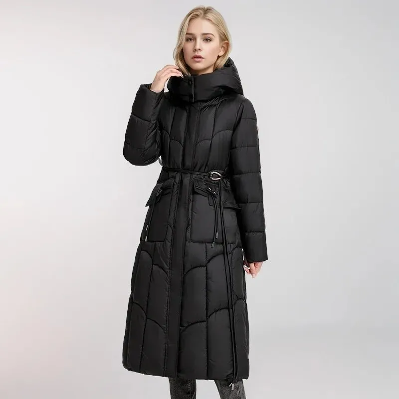 2024 neue Winter Frauen lange Parkas Taschen dicke warme Kapuze Daunen Baumwoll mantel weibliche lose Puffer Jacken wind dichten Schnee mantel