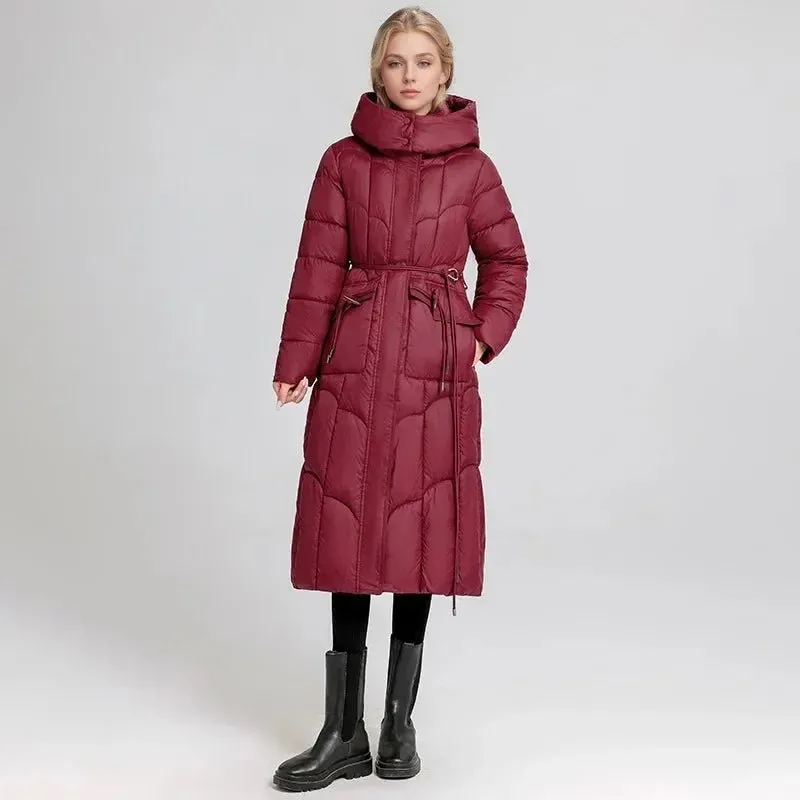 2024 neue Winter Frauen lange Parkas Taschen dicke warme Kapuze Daunen Baumwoll mantel weibliche lose Puffer Jacken wind dichten Schnee mantel