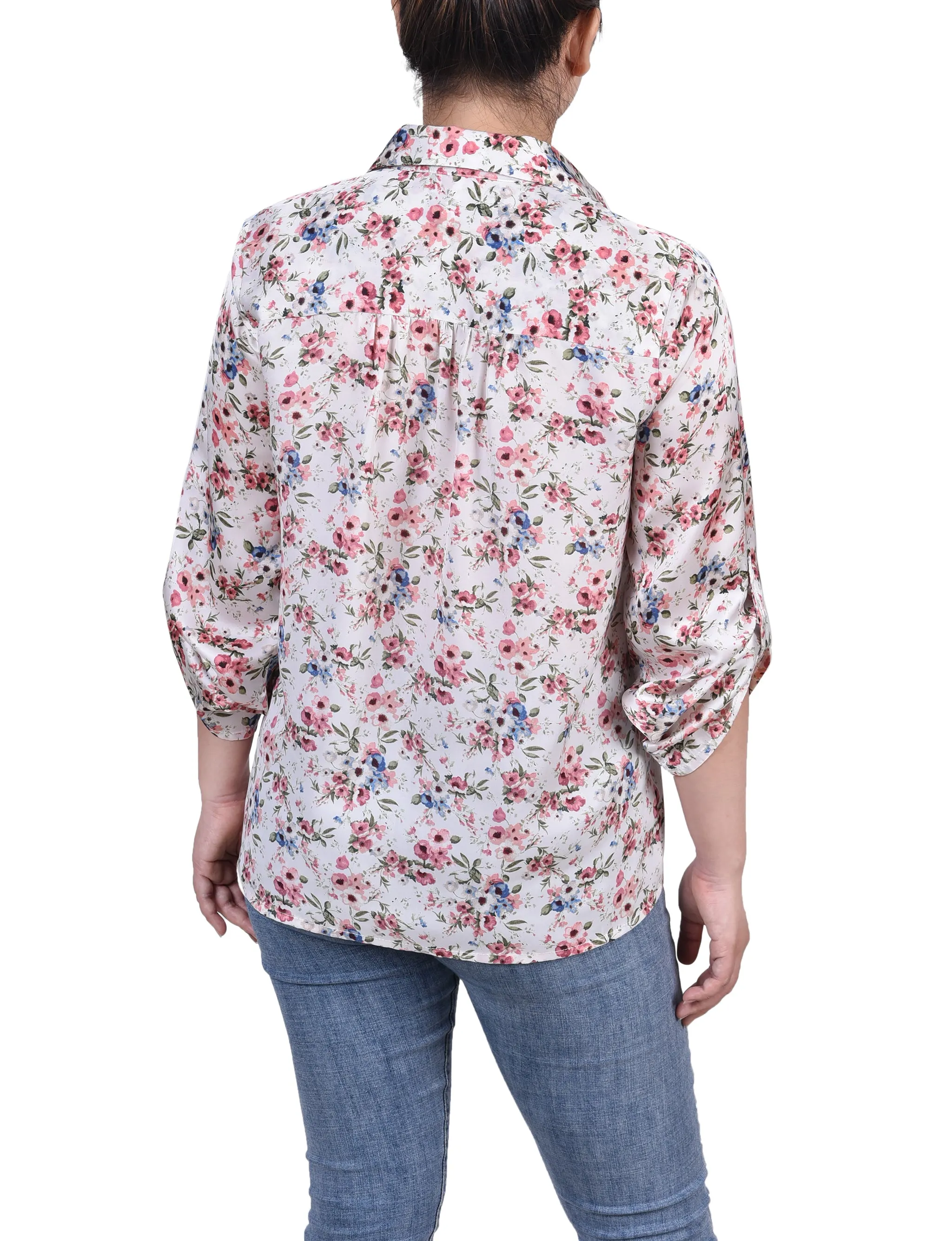 3/4 Sleeve Satin Blouse