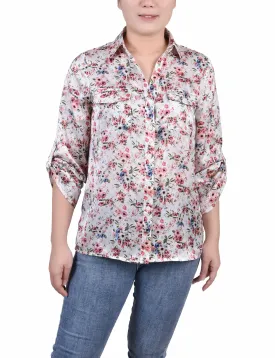 3/4 Sleeve Satin Blouse