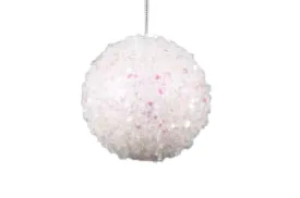 3" White Iridescent Sequin Ball Set Of 24