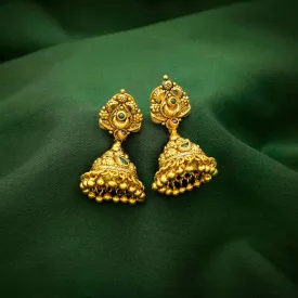 92.5 Silver Flower Jhumka With Gold Polish