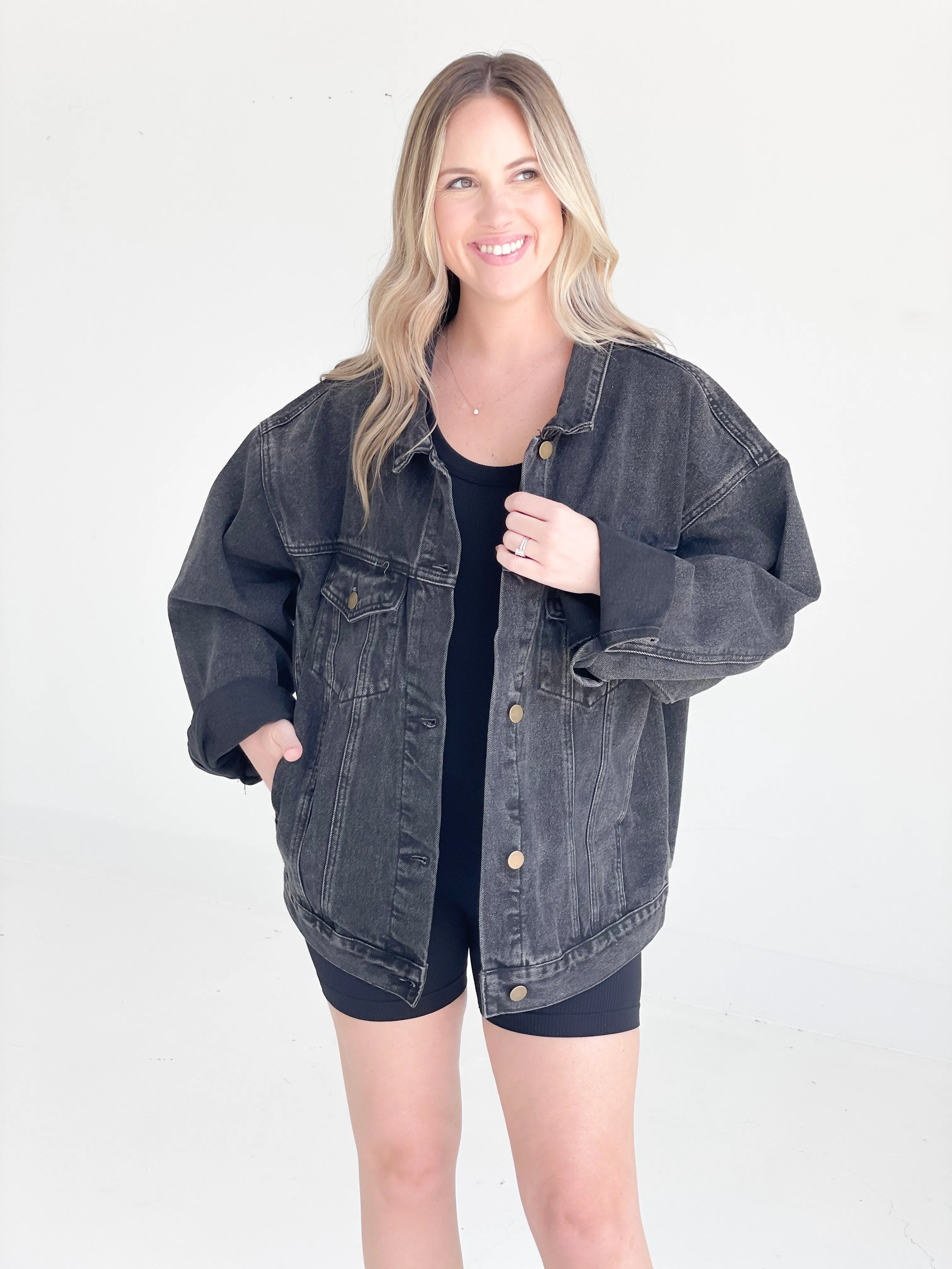 Abner Oversized Denim Jacket - Charcoal