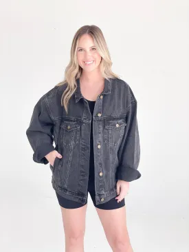 Abner Oversized Denim Jacket - Charcoal