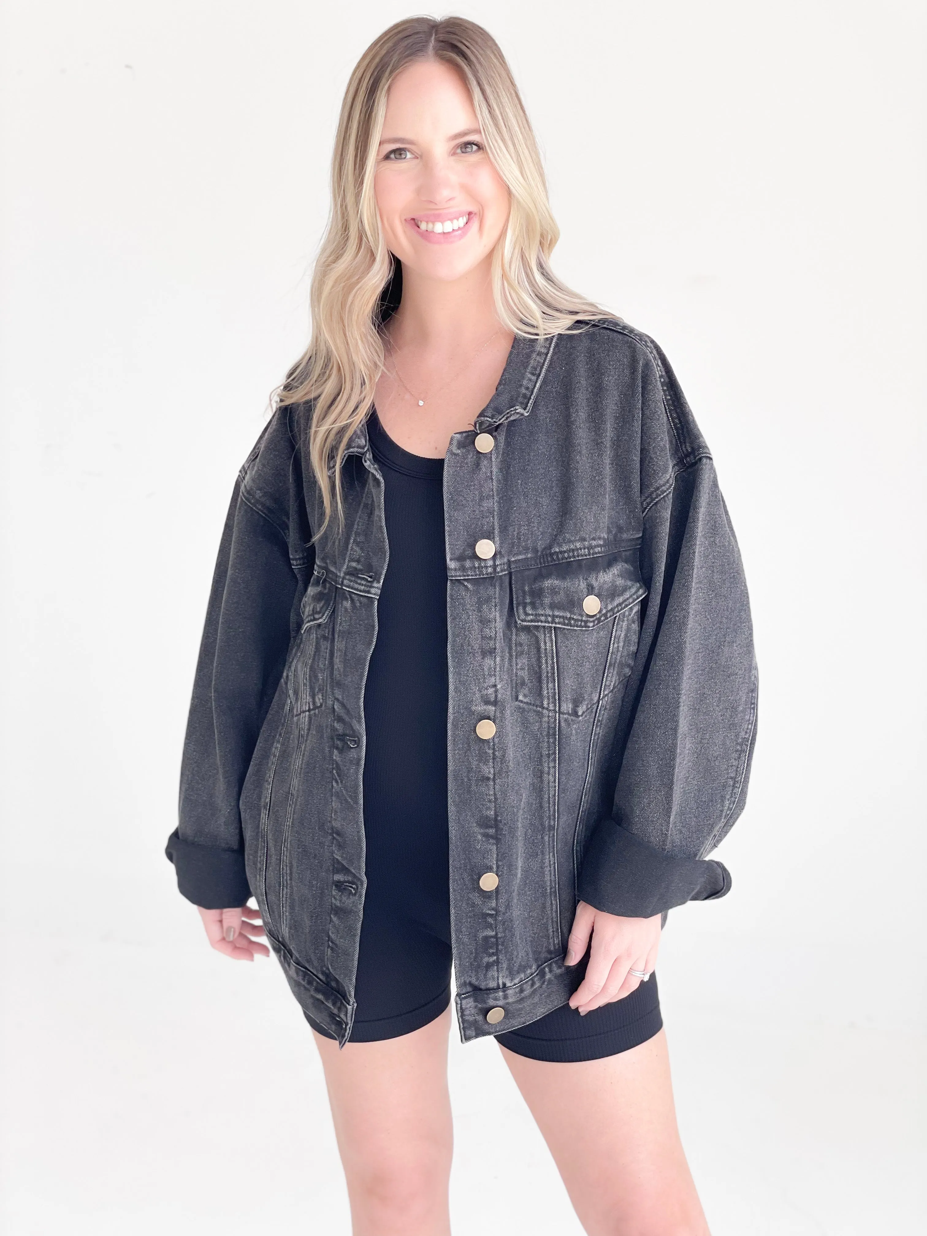 Abner Oversized Denim Jacket - Charcoal