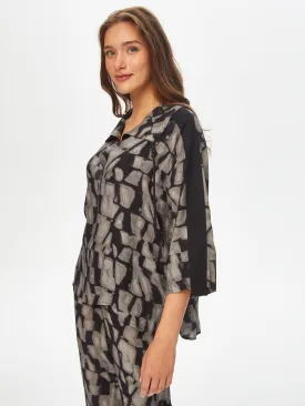 Abstract Monochrome Pattern Half Padded Blouse 69149