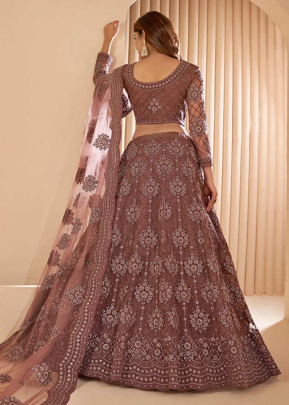 Adorning Brown Designer Bridesmaids Wedding Lehenga Choli
