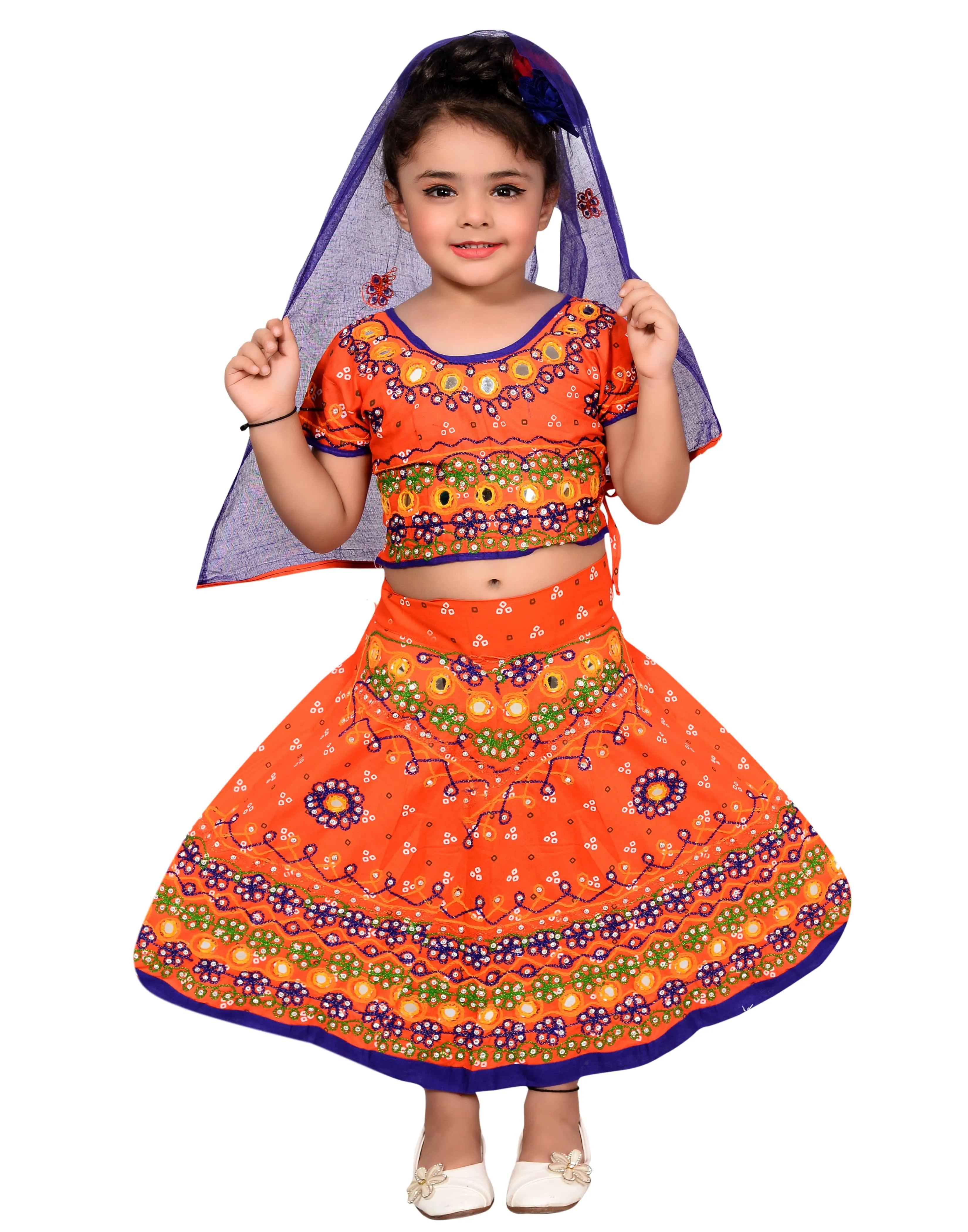 Ahhaaaa Girls Cotton Lehenga Choli-Chania Choli with Dupatta Set