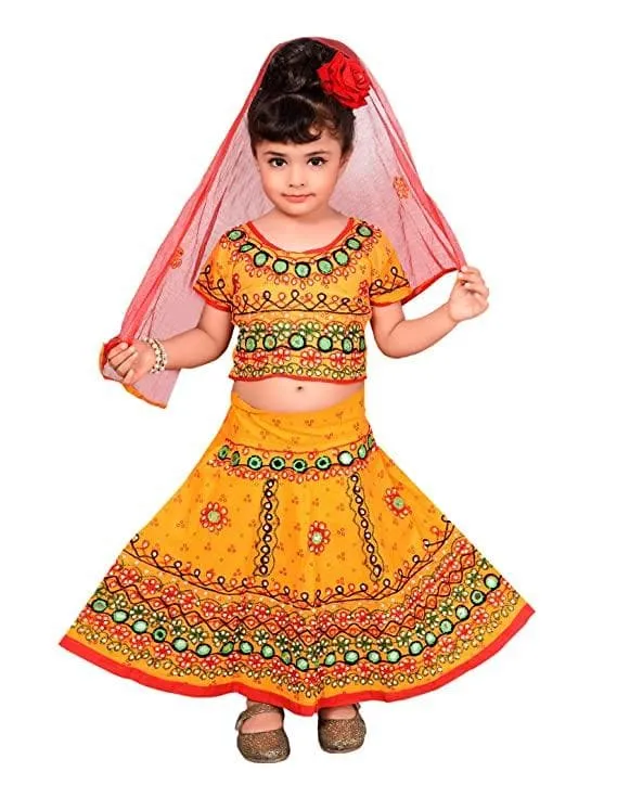 Ahhaaaa Girls Cotton Lehenga Choli-Chania Choli with Dupatta Set