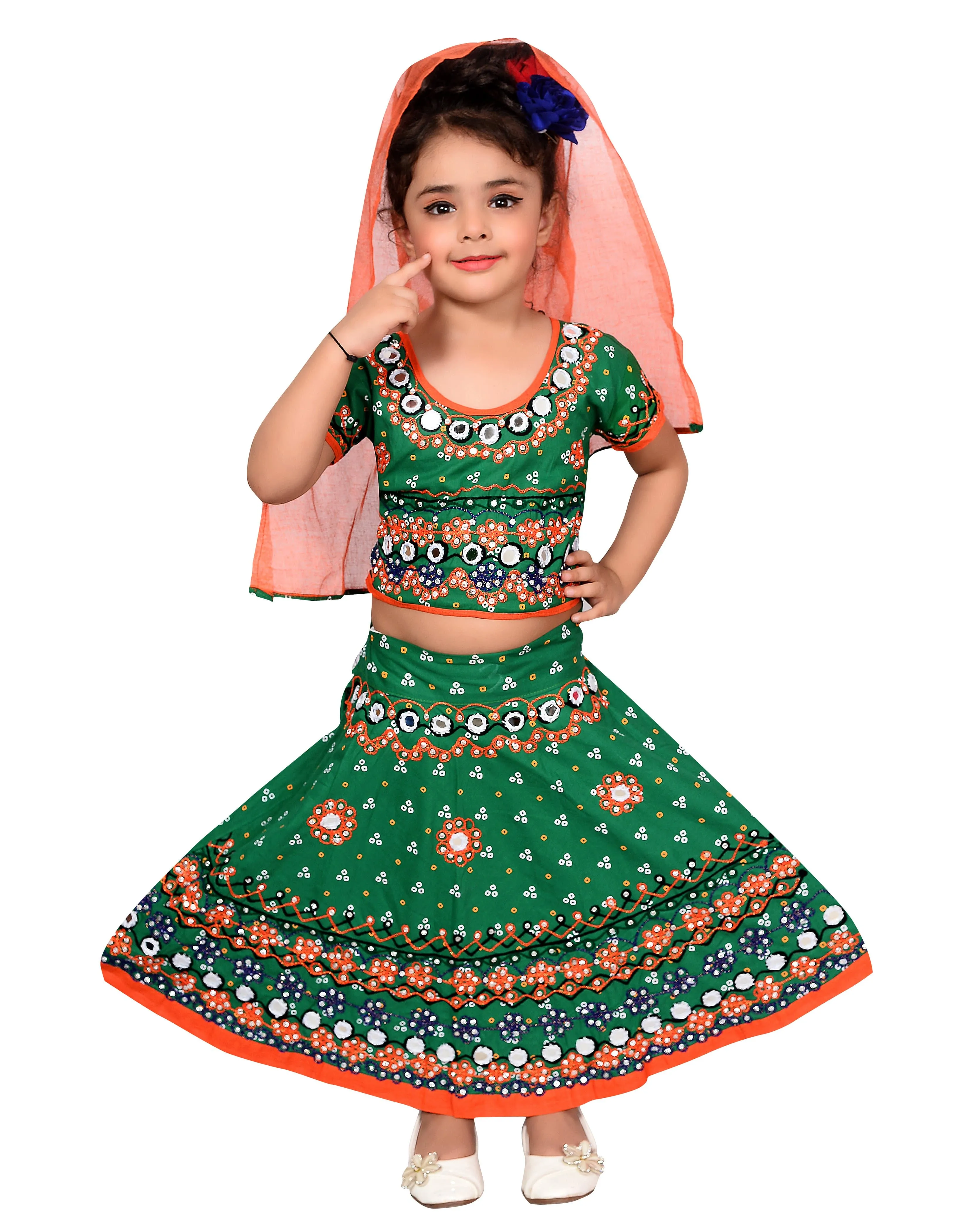 Ahhaaaa Girls Cotton Lehenga Choli-Chania Choli with Dupatta Set