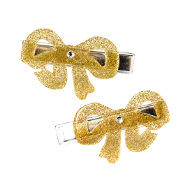 Alligator Clip Set - Gold Bows