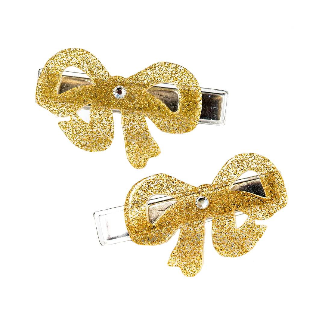 Alligator Clip Set - Gold Bows