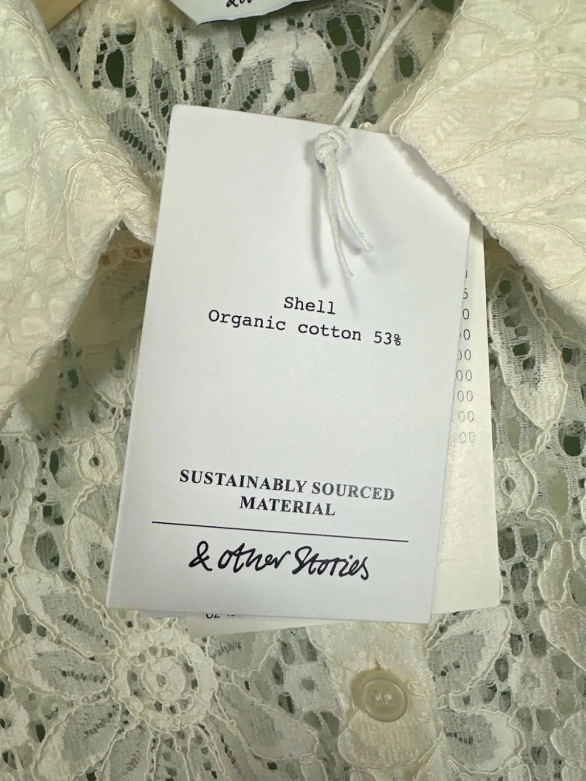 & Other Stories White Lace Short Sleeve Blouse EU 34 UK 6