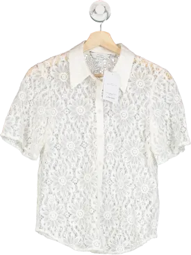 & Other Stories White Lace Short Sleeve Blouse EU 34 UK 6