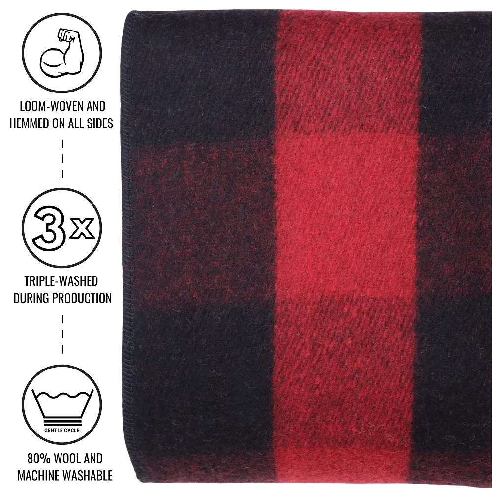 Arcturus Backwoods Wool Blanket - Red Buffalo Plaid