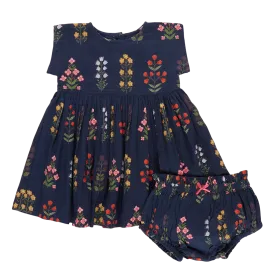 Baby Girls Marie Dress Set - Navy Field Floral