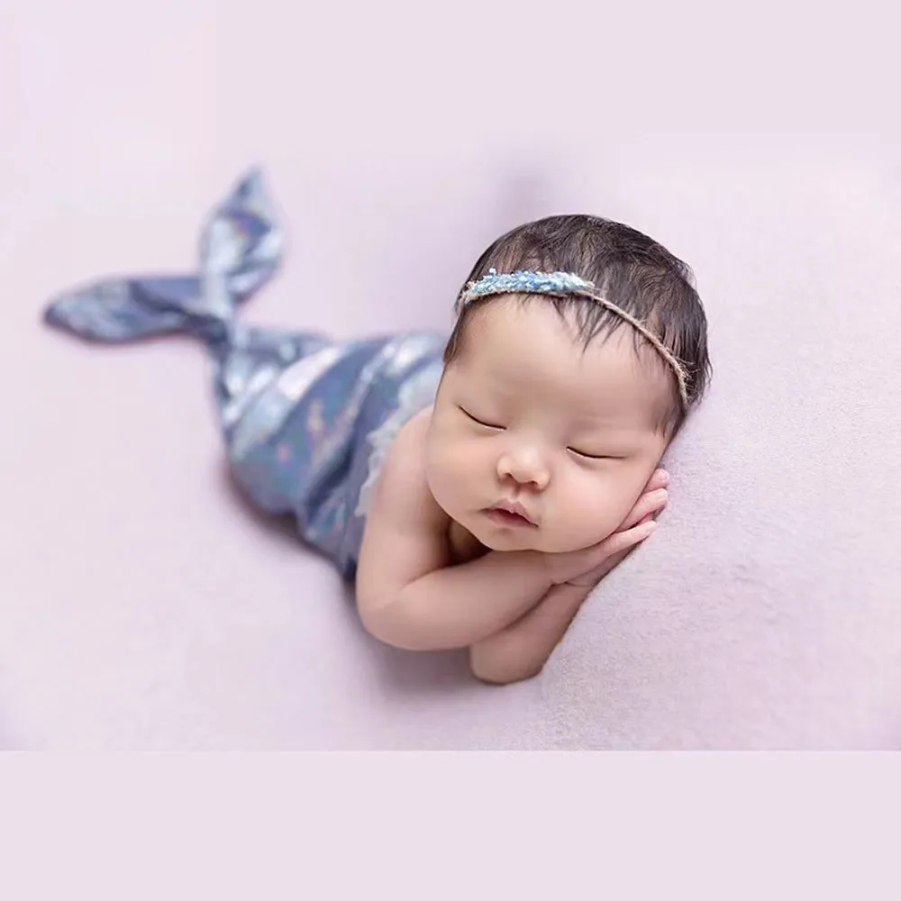 Babymoon Mermaid with Hairband Baby Photography Costume -Purple