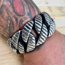 Bagger Bracelet - Cutting Lines - Silver - 1.25" Wide - The Classic - B49 CLEARANCE